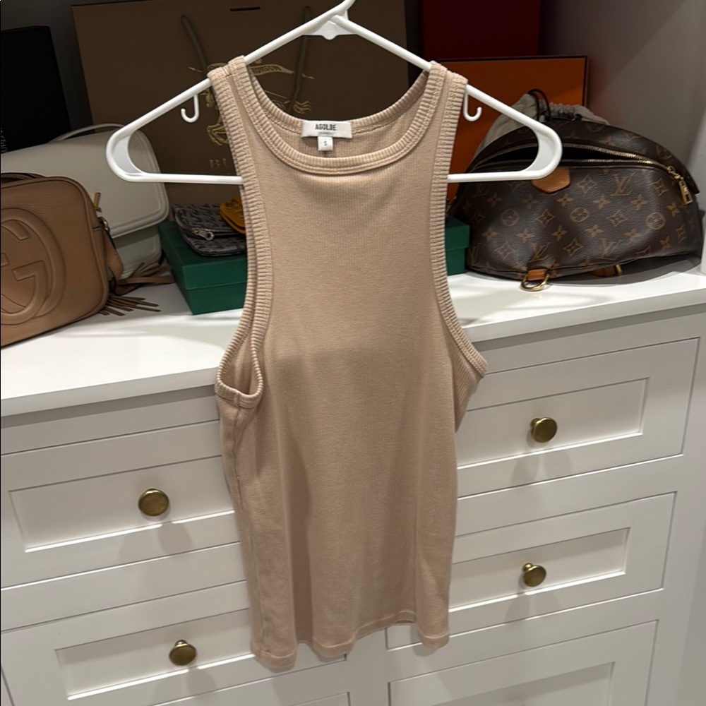 Agolde Tan Sleeveless Cut Out Tank Top